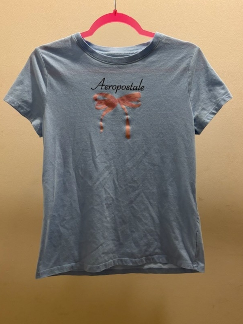 Aeropostale Light Blue Tee with Bow Graphic